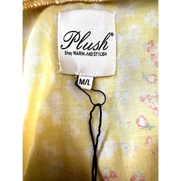 Revolve Ultra Soft Plush Kimono Yellow-Size M/L-NWT-Floral Design - Picture 8 of 11